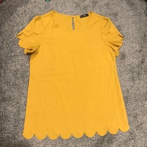 Mustard yellow scallop blouse SHEIN medium